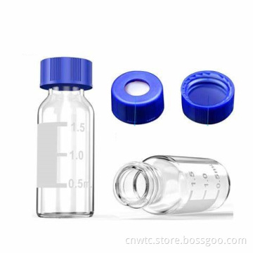 Clear Amber 2ml Glass HPLC Autosampler Vials with Screw Caps - Transparent Sample Vials for Chromatography